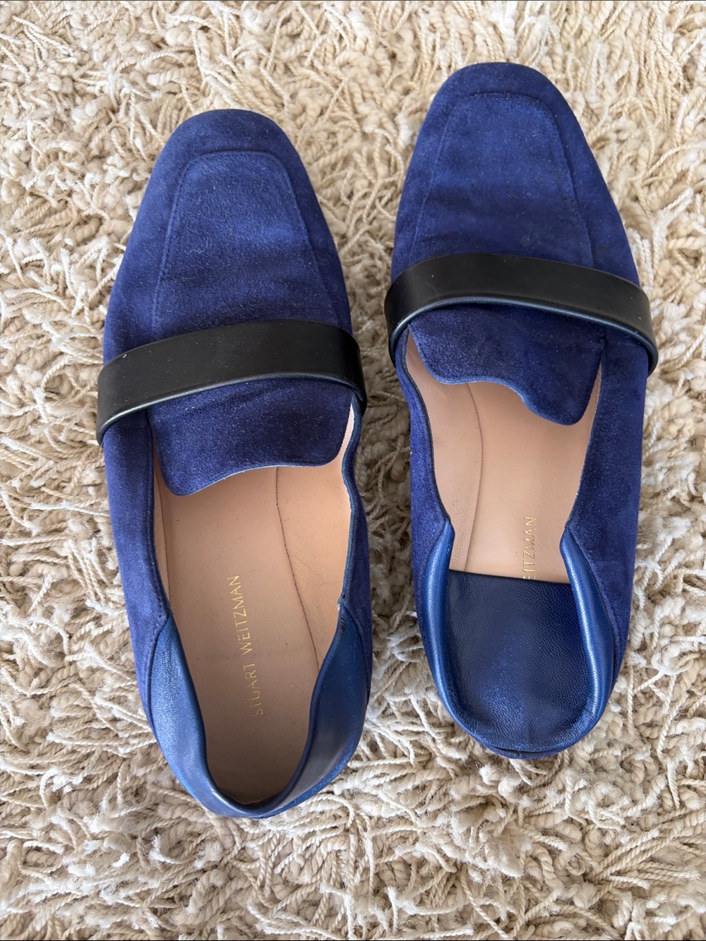 Stuart Weitzman Wylie Blue Suede slip on loafer (7.5)